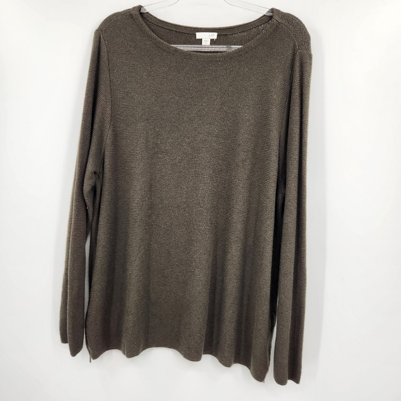 J. Jill Sweaters - J. Jill Pullover Knit Side Zip Sweater Womens Size XL Olive Green Long Sleeve
